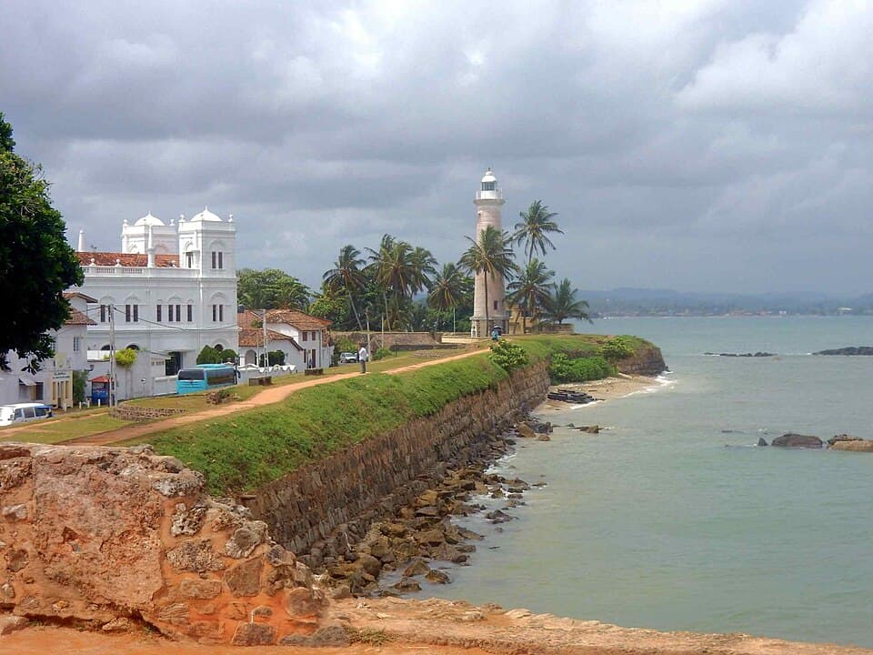 Galle Fort ramparts and lighthouse on the south coast